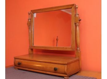 Vintage Wooden Vanity Mirror With 1 Drawer Jewelry Box