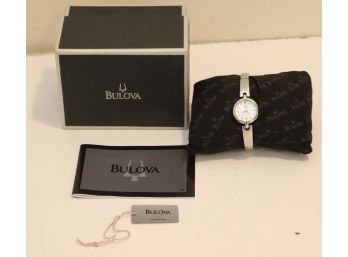Ladies Bulova Diamond Watch With Box And Book
