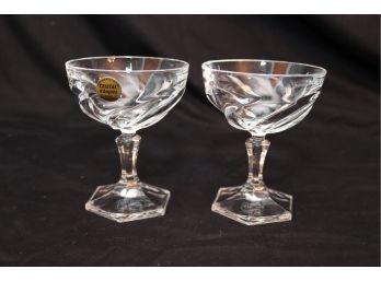 Pair Of Cristal D'arques France Champagne Glasses