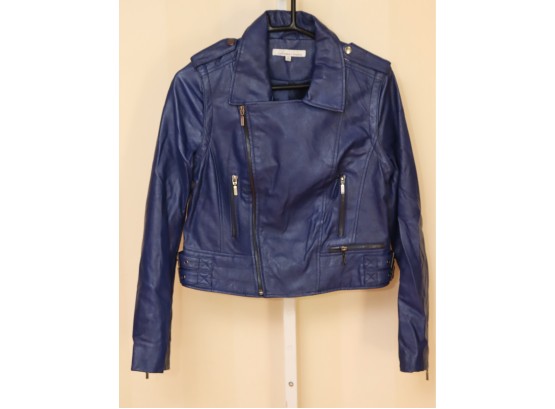 Friends  Lovers Blue Leather Motorcycle Jacket Sz. M(R-12)