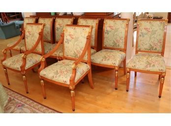 Set Of 8 GORGEOUS Wood Framed Upholstered Dining Room Chairs