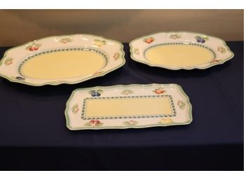 3 Villeroy & Boch French Garden Fleurence Porcelain Serving Platters