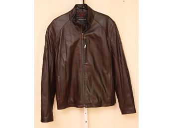 Andrew Marc Brown Leather Jacket Size L (R-15)