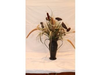 Black Vase With Dried Flowers. (W-12)