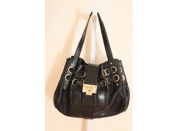 JIMMY CHOO Black Leather Ramon Shopper Tote Purse Handbag Made In Italy