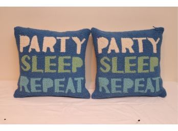 Pair Of Part Sleep Repeat Throw Pillows