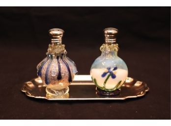 Glass Salt And Pepper Shakers On Tray (G-28)
