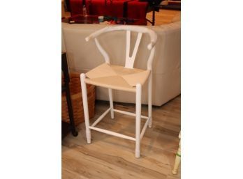 1 Counter Chair White With Wicker Seat