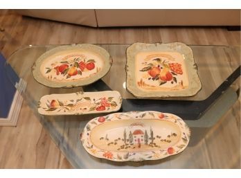Set Of 4 Certified International Pamela Gladding Toscana Fruit Serving Platters