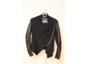 Blank NYC Black Coat Leather Sleeves & Back Sz. Small. (R-11)