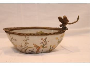 Glass Bowl With Brass Dragonfly (W-17)