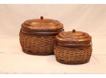 Pair Of Covered Storage Baskets (W-16)