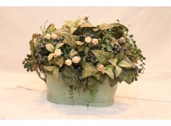 Faux Flower Basket Grapes And Roses  (W-13)
