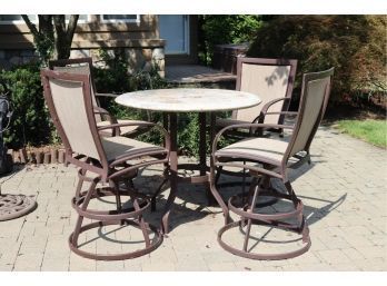 Hightop Patio Table With 4 Swivel Chairs.