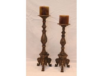 Pair Of Ornate Candle Sticks (W-4)