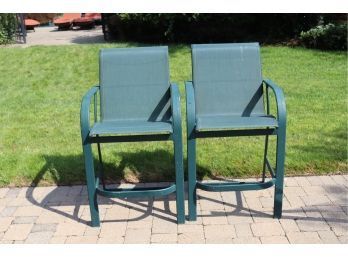 Pair Of Green High Top Chairs Counter Bar (seats B-4)