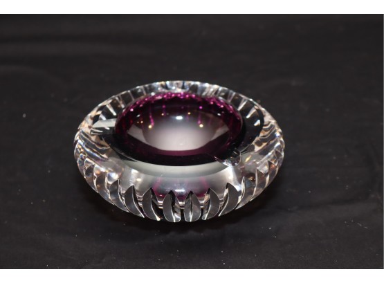 Purple And Clear Venetian Glass Ashtray Crystal Art Glass