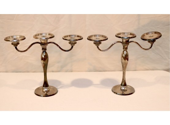 Pair Of Pottery Barn 3 Candle Candelabras (G-9)