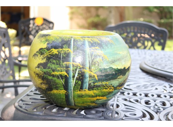 Painted Flower Pot Made In Mexico. (F-9)