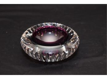Purple And Clear Venetian Glass Ashtray Crystal Art Glass