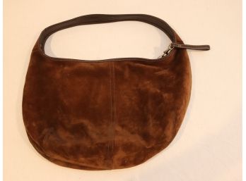 Brown Suede Coach Handbag Purse (G-39)