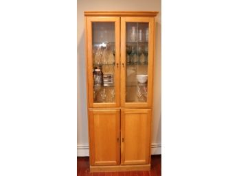 Wooden Storage Display Cabinet With Glass Shelves And Doors (G-24)