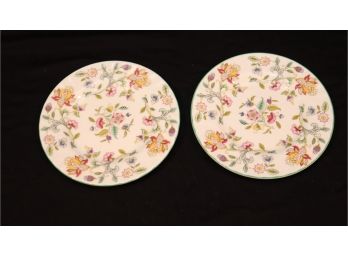 2 Minton Haddon Hall Bread And Butter Plates 6.5 Inches Green Trim L-34)