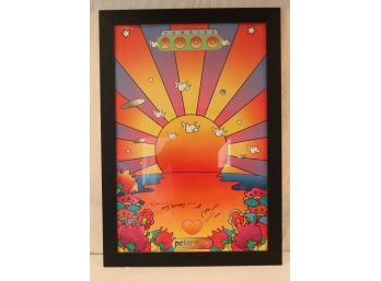 Framed Sunrise 2000 PETER MAX  Poster- SIGNED, Inscribed. (L-23)
