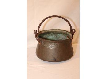 Vintage Copper Clad Pot With Iron Handle