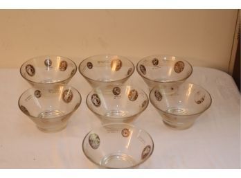 Vintage Glass Bowls With Gold European Coins (P-44)