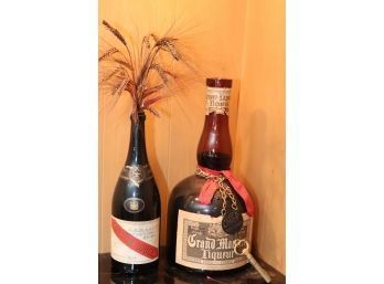 Vintage Magnum Liquor Bottles Grand Mariner And Cordon Rouge Man Cave Bar Decor (M-1)