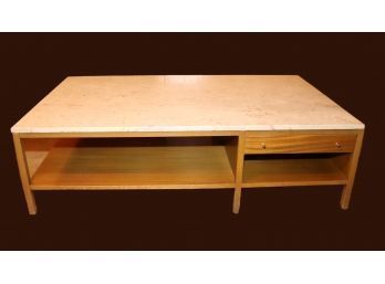 Vintage Mid-century Calvin The Irwin Collection By Paul McCobb Walnut Coffee Table W/ Travertine Top