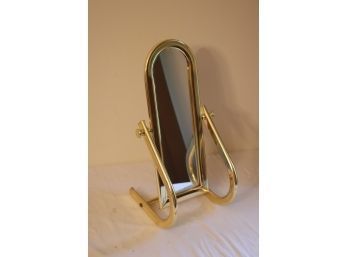 Vintage Brass Table Top Mirror.  (P-50)