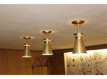 Set Of 3 Vintage Mid-century Retro Ceiling Lights