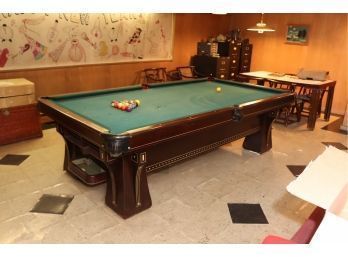 Antique Brunswick Kling Billiard 9 Ft. Pool Table