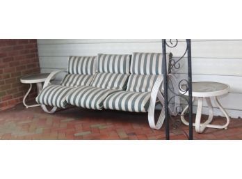 Vintage Bent Frame Patio Sofa With 2 End Tables