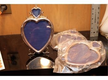 NOS Silver Plate Heart Picture Frames