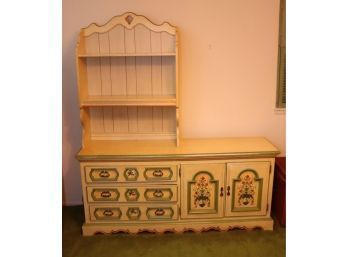 Vintage Stanley Hand Painted Bedroom Dresser And Hutch (S-76)