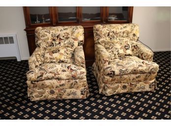 Vintage Pair Of Upholstered Arm Chairs