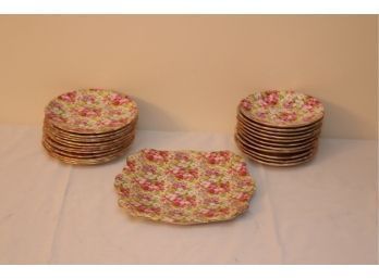 Royal Standard Virginia Stock Plates  Server Tea Cups Set Fine Bone China Pink Floral (S-10)