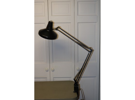 Vintage Genuine Luxo Black Architect Drafting Desk Table Metal Lamp Light Swing Arm