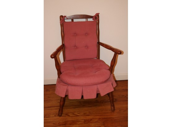 Antique Wood Framed Upholstered Chair