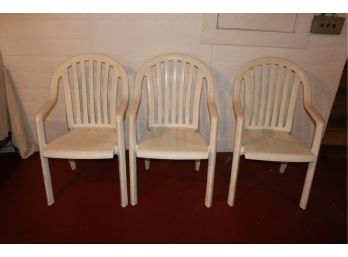 Set Of 3 Plastic Stacking Outdoor Patio Chairs