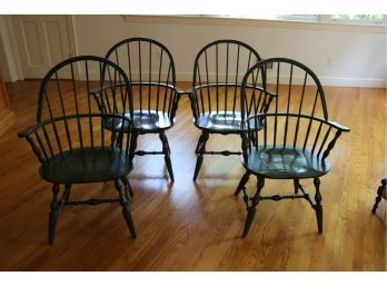 Set Of 4 Vintage Nichols & Stone Rockport Windsor Arm Chairs