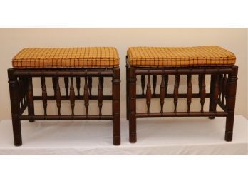 Vintage Benches Ratan Woven Wicker Seat Stools (H-14)