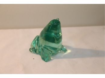 Vintage Green Art Glass Frog (-37)