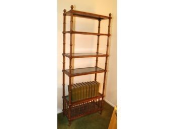 Vintage Bamboo And Raton/ Glass Shelf Bookcase (H-5)