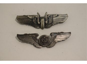 Vintage WWII Air Force Aerial Gunner And Pilots Wings Pins (B-9)