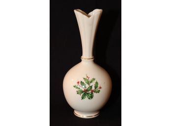 Lenox Christmas Vase Hand Decorated W/ 24k Gold