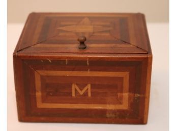 Vintage Wood Inlaid Storage Box